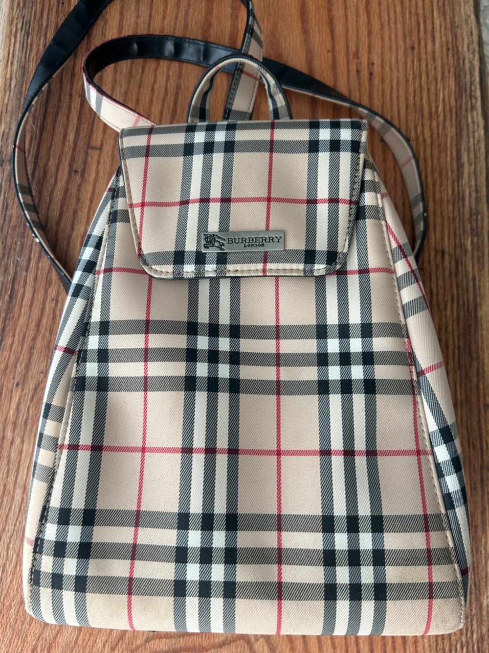 Burberry Beige Black Red Nova Check Mini Backpack